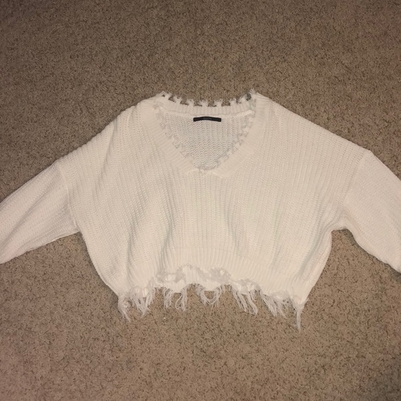 white cropped sweater